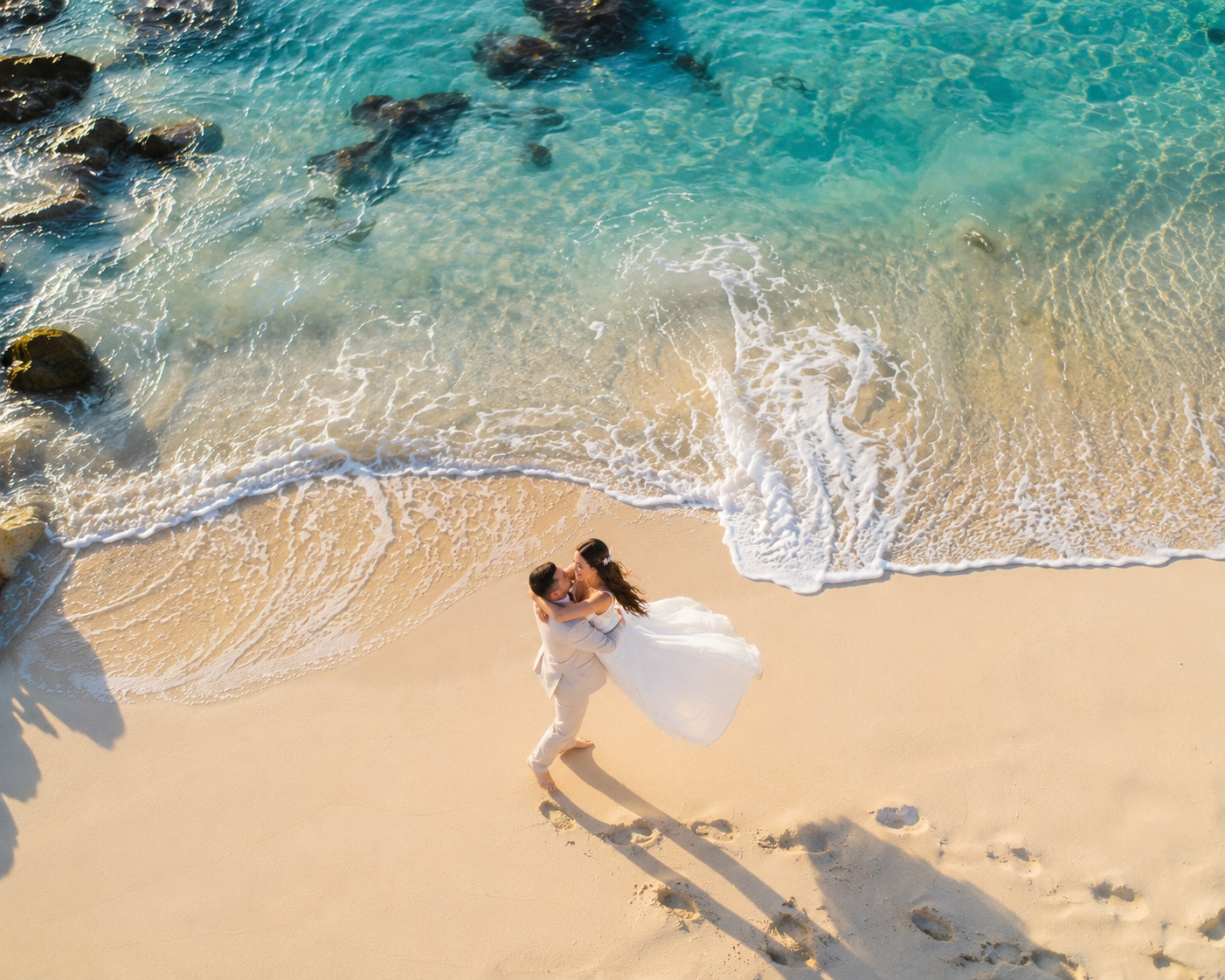 Praia com vestido